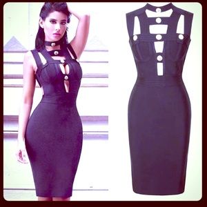 Super Sexy Bodycon Dress in Black with Studs